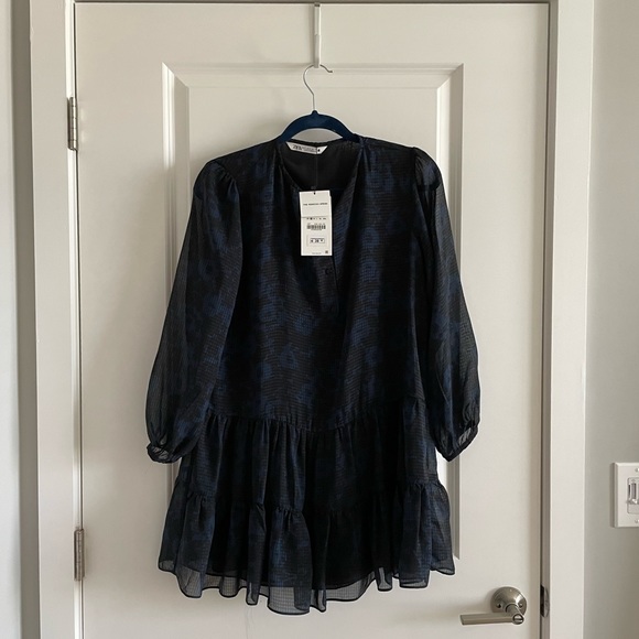 NWT Zara Printed Mini Dress Sz S - Picture 2 of 4